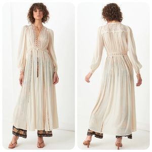 NWT Spell & the Gypsy Collective Off White Le Gauze Lace Duster